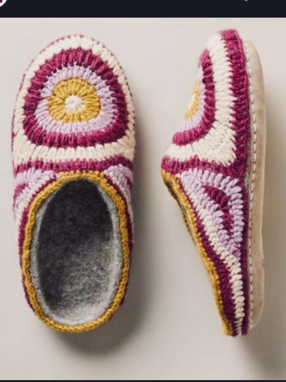 French Knot Slippers - 100% wool, crochet knit style slip on NWT